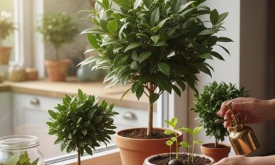 დაფნა ფანჯრის რაფაზე