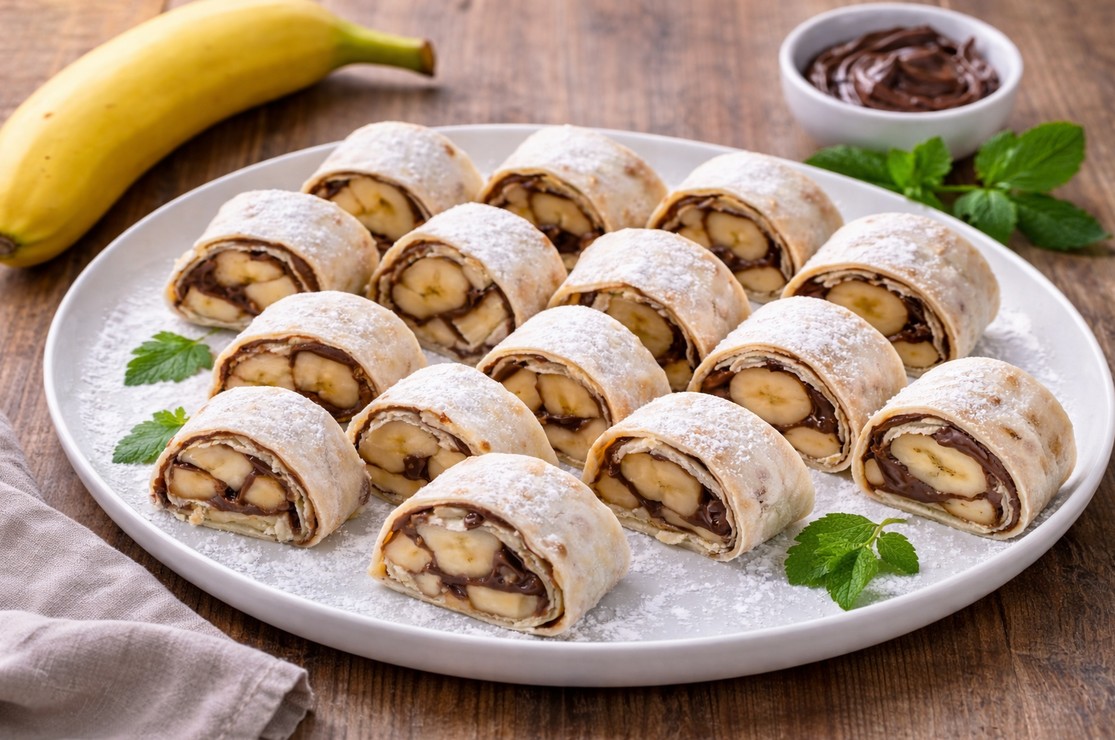 ლავაშის რულეტები ბანანით