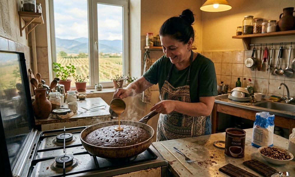 შოკოლადის ნამცხვარი ტაფაზე