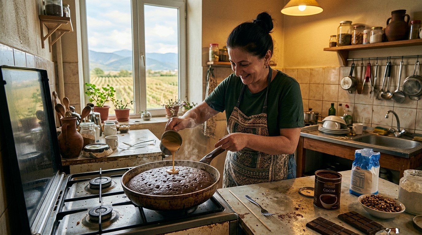 შოკოლადის ნამცხვარი ტაფაზე